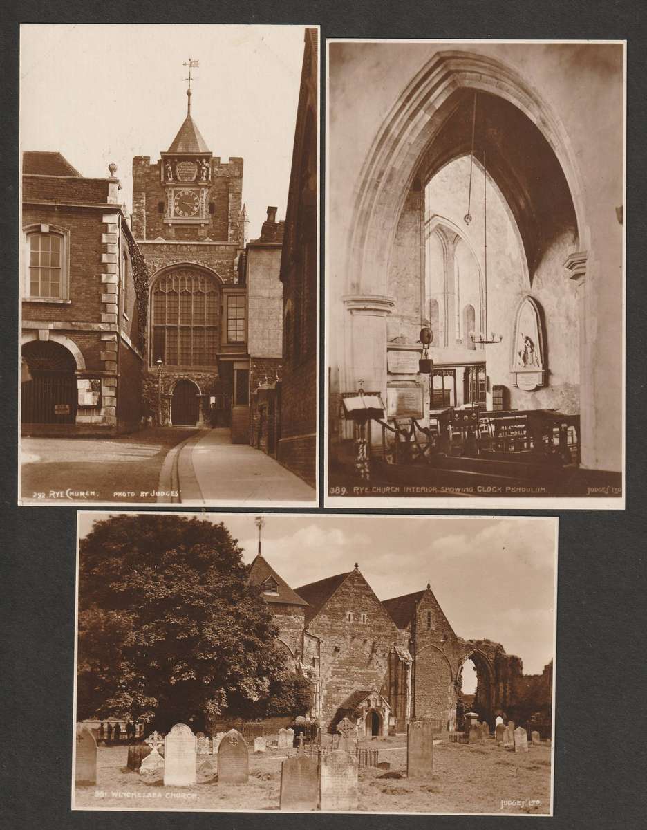 ENGLAND - CHURCHES  3 early 1900 black&white postcards pictures UNUSED