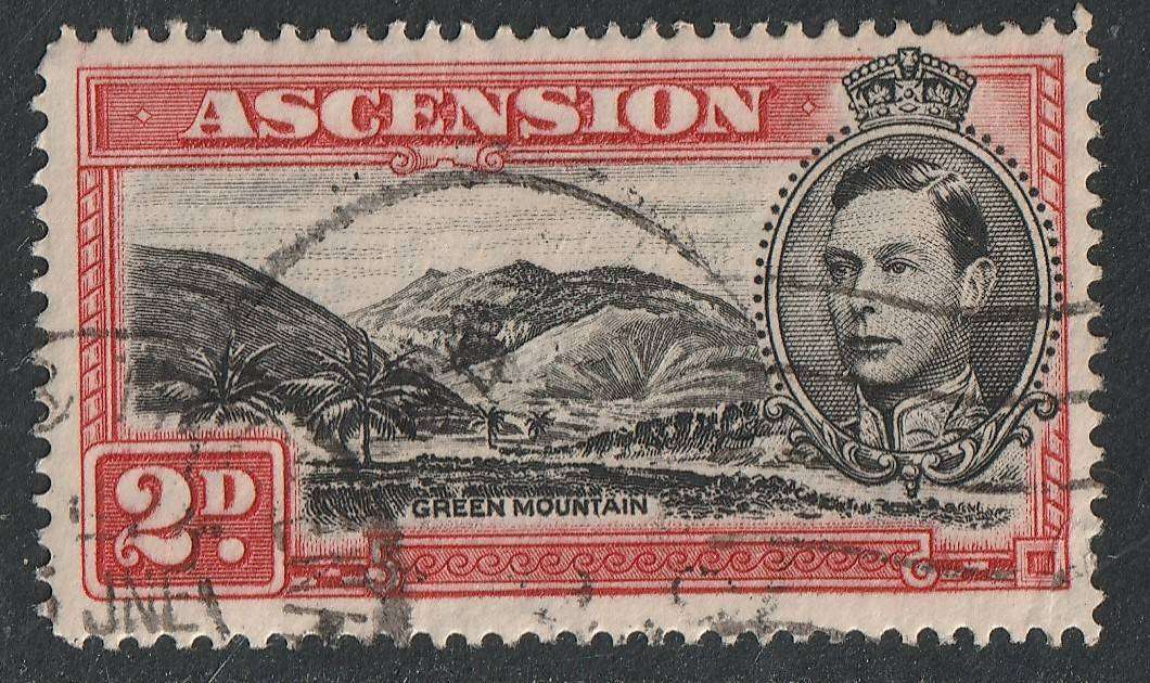 ASCENSION - 1949 KGVI  2d black & scarlet Perf. 14  SG 41c VF USED