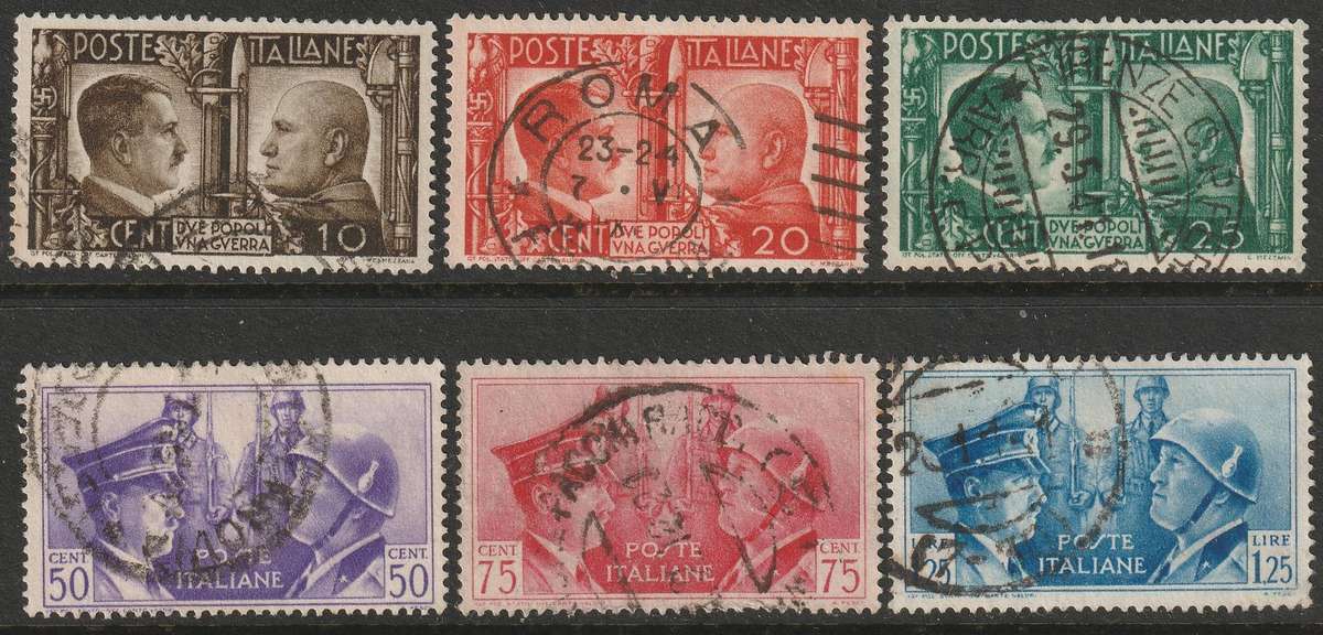 ITALY - 1941  Mussolini and Hitler issue complete set VF USED