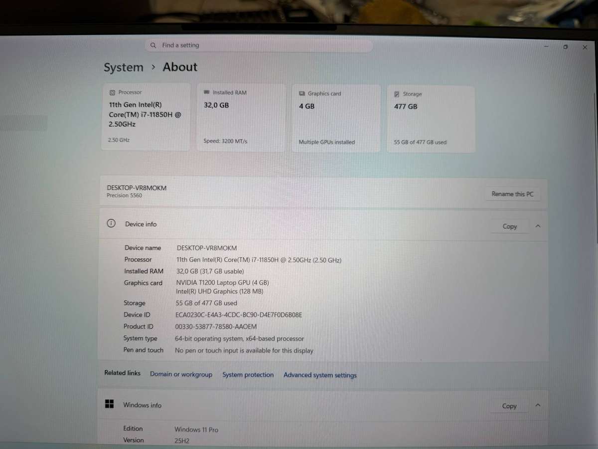 Dell Precision 5560 Intel i7 - 11th Gen Laptop