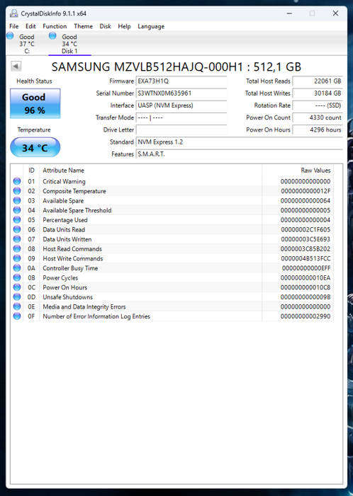 NVMe - 512GB Samsung