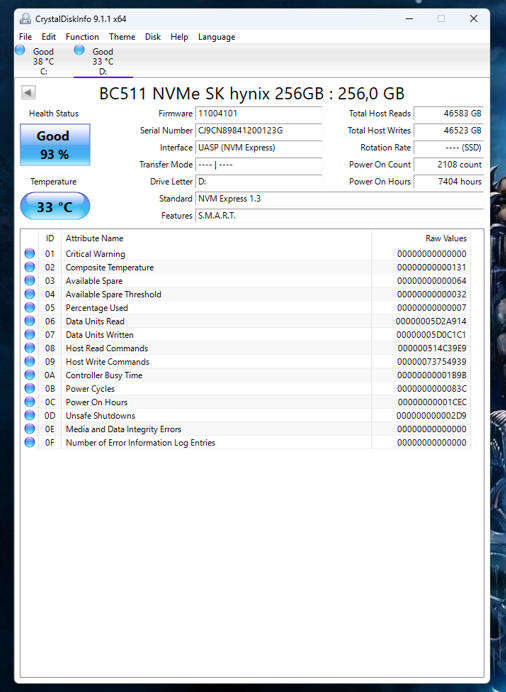 NVMe -256GB SK Hynix
