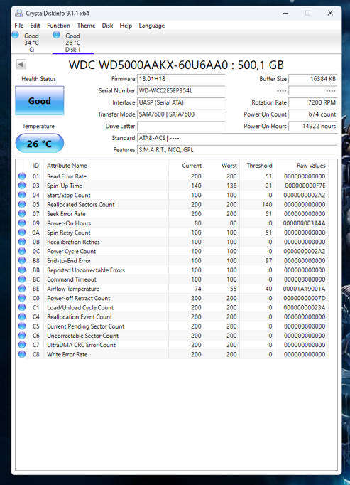 HDD - 500GB Western Digital