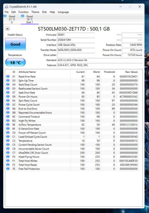 HDD - 500GB Seagate x 4