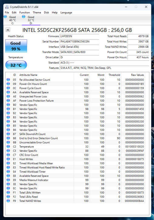 SSD -256GB Intel