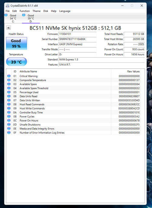 NVMe - 512GB SK Hynix