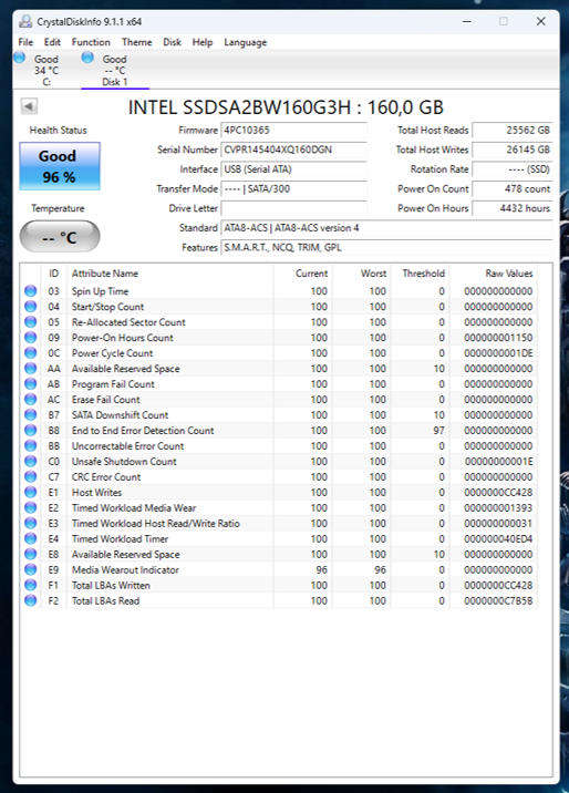 SSD - 160GB Intel