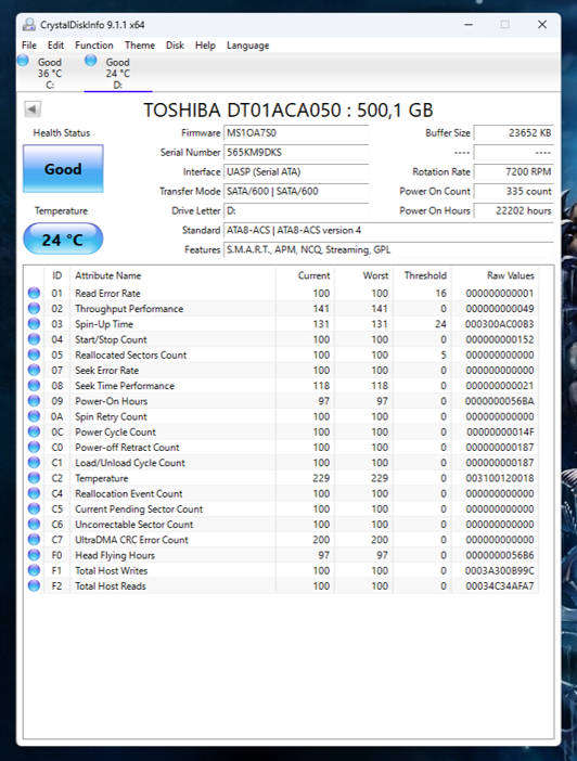 HDD - 500GB Toshiba