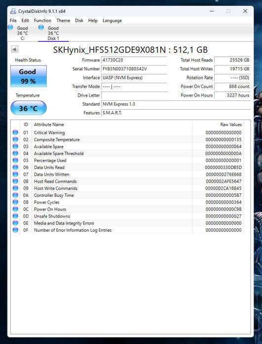 NVMe - 512GB SK Hynix