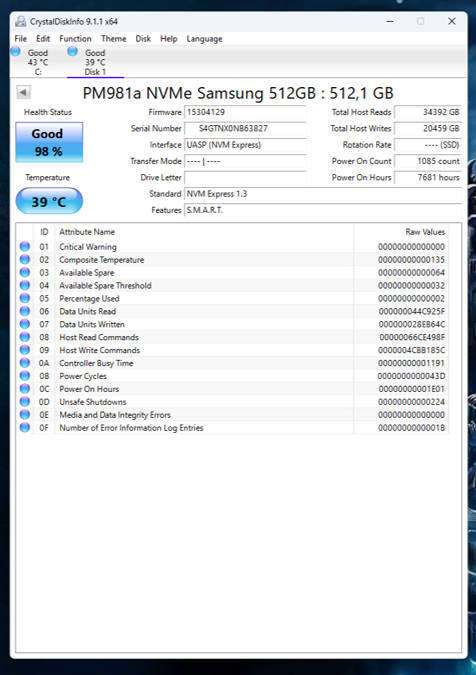 NVMe - 512GB Samsung