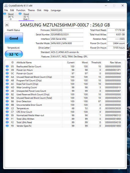SSD - 256GB Samsung