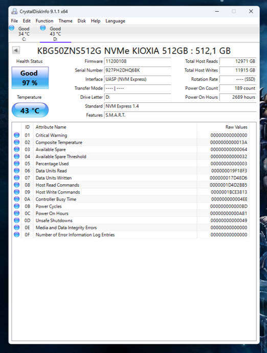 NVMe - 512GB KIOXIA