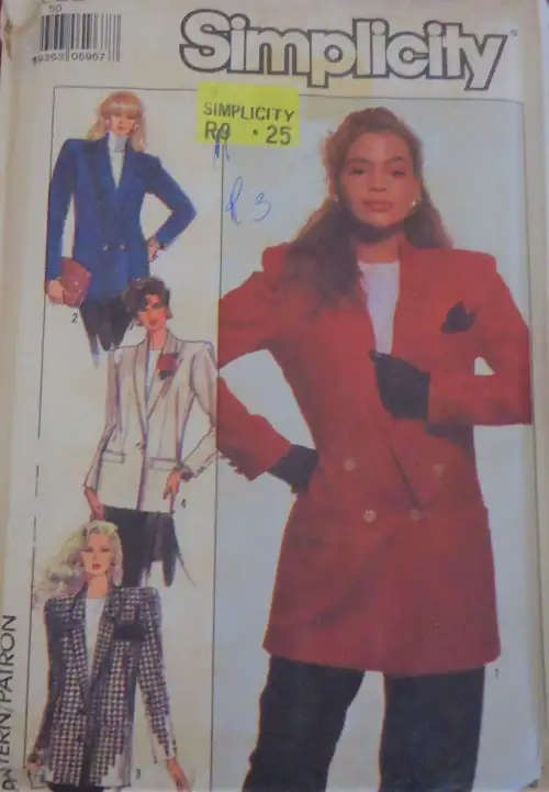 SIMPLICITY 8777 LINED BLAZERS SIZE 22 COMPLETE-UNCUT-FACTORY FOLDED-  SEWING PATTERN