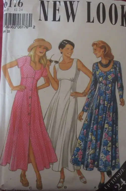 NEW LOOK PATTERNS 6176 HIGH BODICE SHAPED NECK DRESS  SIZES12-24 COMPLETENEW LOOK - SEWING PATTERN