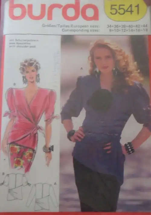 BURDA PATTERN 5541 TOP WITH WRAP FEATURE SIZES  8-18 NO SEWING INSTRUCTIONSBURDA PATT SEWING PATTERN