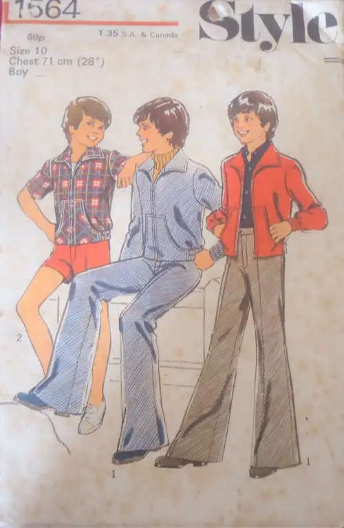 STYLE 1564 BOYS UNLINED JACKET-PANTS-SHORTS SIZE 10 YEARS CHEST 71 CM/28` COMPLETE SEWING PATTERN