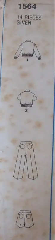 STYLE 1564 BOYS UNLINED JACKET-PANTS-SHORTS SIZE 10 YEARS CHEST 71 CM/28` COMPLETE SEWING PATTERN