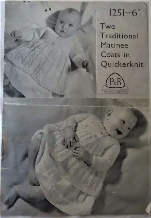 PATONS P & B WOOLS 1251 TWO TRADITIONAL MATINEE COATS IN QUICKERKNIT - 8 A5 PAGES  KNITTING PATTERN