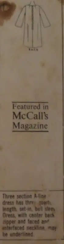 VINTAGE McCALLS 8766 RETRO A-LINE DRESS SIZE 16 BUST 36" COMPLETE SEWING PATTERN