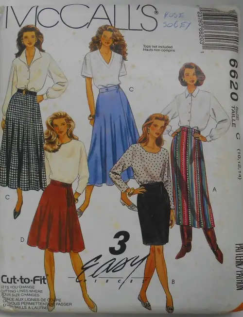 McCALLS 6620 WRAP SKIRTS IN 2 LENGTHS SIZE C 10-12-14 COMPLETE-PART CUT  SEWING PATTERN