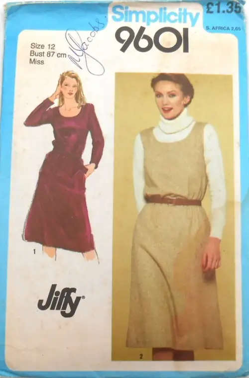 SIMPLICITY 9601 PULLOVER DRESS OR PINAFORE SIZE 12 BUST 87 CM COMPLETE    SIMPLICITY  SEWING PATTERN