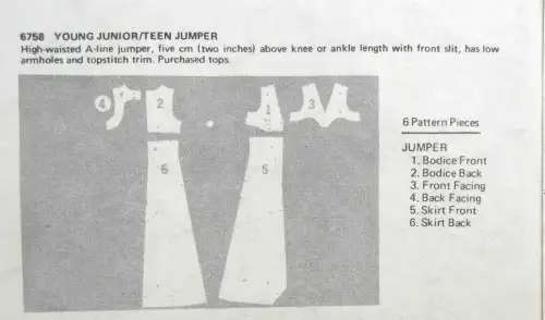 BUTTERICK 6758 GIRLS PINAFORE SIZE 5/6 Bust 28" COMPLETE SEWING PATTERN