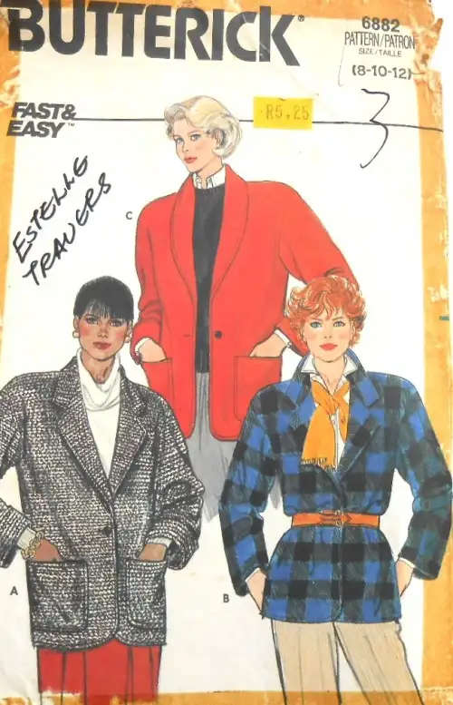 BUTTERICK 6882 JACKET SIZE 8-10-12 COMPLETE-ZIPLOC SEWING PATTERN