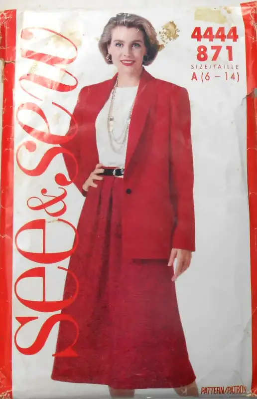 BUTTERICK 4444 JACKET-TOP-SKIRT SIZES 6-14 COMPLETE SEWING PATTERN