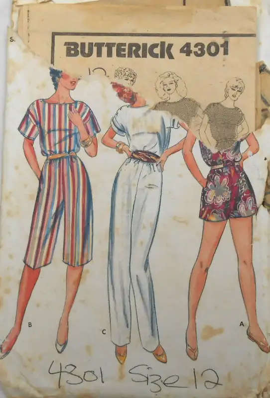 BUTTERICK 4301 JUMPSUIT SIZE 12 COMPLETE-ZIPLOC BAG SEWING PATTERN