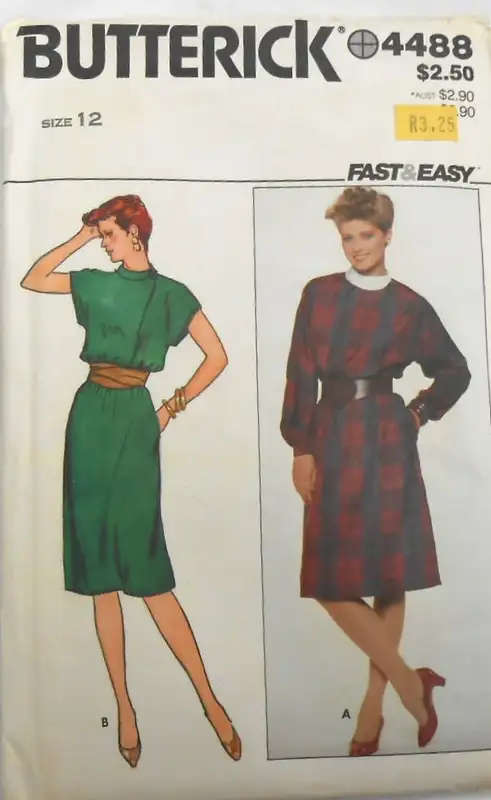 BUTTERICK 4488 LOOSE FITTING DRESS SIZE 12 COMPLETE-PART CUT SEWING PATTERN