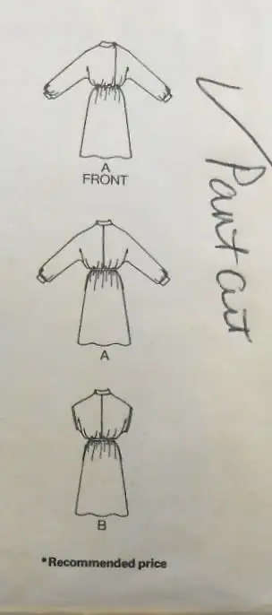 BUTTERICK 4488 LOOSE FITTING DRESS SIZE 12 COMPLETE-PART CUT SEWING PATTERN