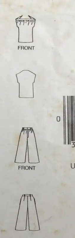 BUTTERICK 5178 TOP & CULOTTES - SIZE 6-8-10 COMPLETE SEWING PATTERN