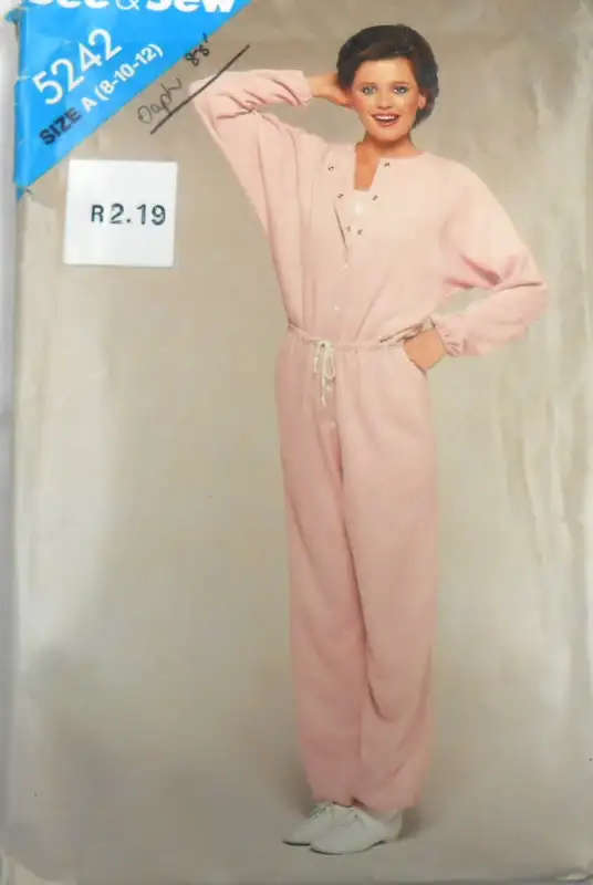 BUTTERICK 5242 TRACKSUIT-JUMPSUIT SIZE 8-10-12 COMPLETE-CUT TO 12 -  SEWING PATTERN