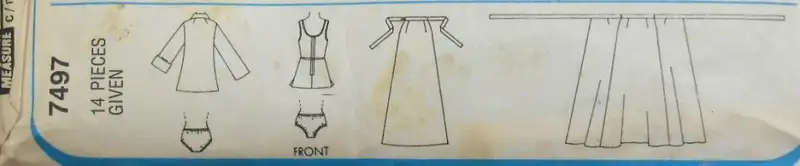 SIMPLICITY 7497 BATHING SUIT-REVERSIBLE FRONT WRAP SKIRT-SHIRT/JACKET SIZE 12 BUST 87 SEWING PATTERN