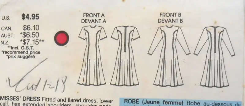 VOGUE 9800 FITTED & FLARED DRESS SIZE 14-16-18 COMPLETE-CUT TO 18VOGUE 9800 FIT & fLA SEWING PATTERN