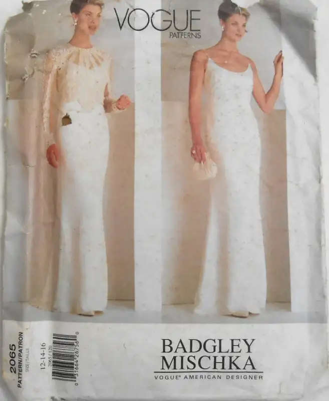 VOGUE 2065 STUNNING SEMI FITTED LINED TOP-LINED FLOOR LENGTH DRESS SIZE 12-14-16-COMP SEWING PATTERN