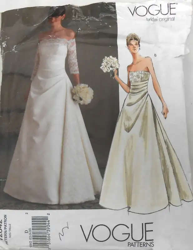 VOGUE V2842 BRIDAL DRESS SIZE 12-14-16 -CUT TO 16 THE SIDE FRONT BODICE IS NOT SUPPLI SEWING PATTERN