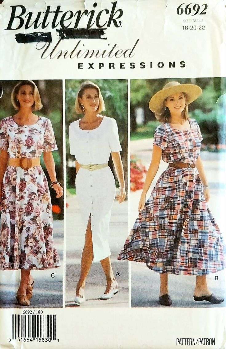 BUTTERICK 6692 FRONT BUTTON DRESS SIZE 12-14-16 COMPLETE - NO COVER SUPPLIED IN ENVEL SEWING PATTERN