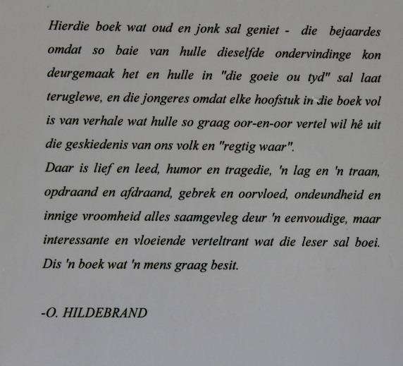 Herinneringe uit die verlede deur Dirkie Joubert ( Mev. H.M. Evans )