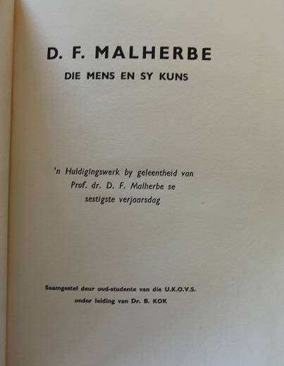 Die mens en sy kuns deur D.F. Malherbe