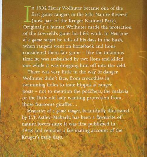 Memories of a Game Ranger by Harry Wolhuter