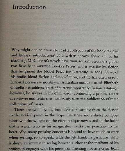 Inner workings. Essays 2000-2005 by J.M.Coetzee