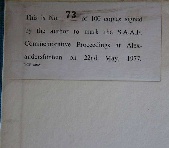 Chasing the wind by Major General K. van der Spuy. Signed!!