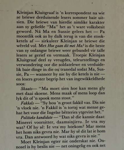 Hoe gaan dit met Ma? Briewe van Kleinjan deur Johan van Pletzen