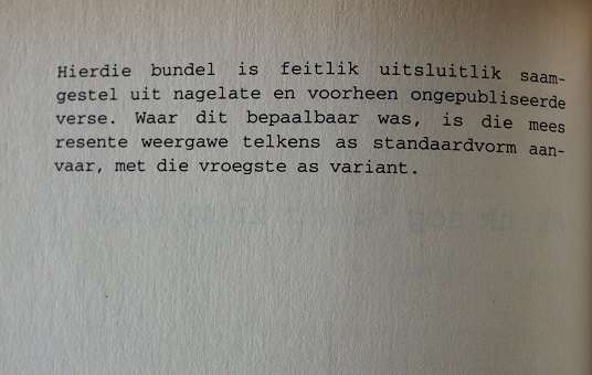 Skink nog 'n uur in my glas deur Koos du Plessis. Nagelate verse.
