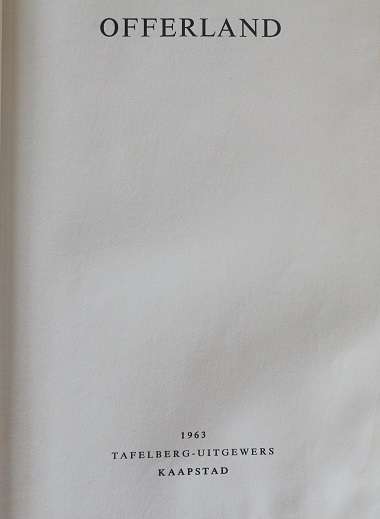 Offerland deur F.A. Venter 1963