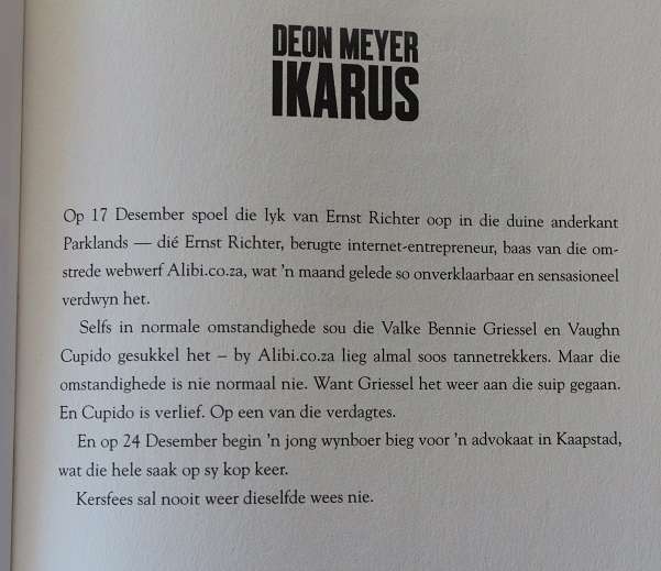 Ikarus deur Deon Meyer. Bennie Griesel-dossier