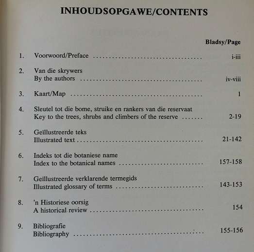 Veldgids Bome, struike en rankers van die Faan Meintjes-Natuurreservaat deur D.J.Botha/ de Villiers