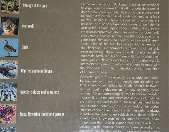 Game Ranger in your backpack-M. Emmett & S. Pattrick All-in-one interpretative guide to the  Lowveld