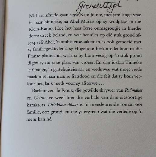 Drieklawerblaar deur Christine Barkhuizen-le Roux.